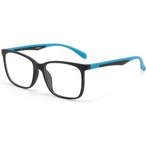 Unisex Blue-Black Square Lightweight Frame Anti Eyestrain Light Blocking Glasses